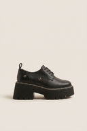 Chunky Sole Loafers Lace Up - Black Matte