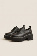 Chunky Sole Loafers Lace Up - Black Matte