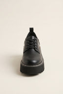 Chunky Sole Loafers Lace Up - Black Matte