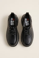 Chunky Sole Loafers Lace Up - Black Matte