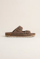 Sandals Wide Strap Buckle - Brown Suede