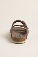 Sandals Wide Strap Buckle - Brown Suede