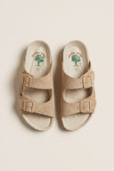 Sandals Wide Strap Buckle - Beige Suede
