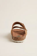 Sandals Wide Strap Buckle - Tan Suede