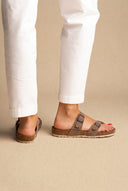 Toe Ring Sandals Adjustable Buckle - Brown Suede