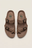Toe Ring Sandals Adjustable Buckle - Brown Suede