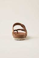 Toe Ring Sandals Adjustable Buckle - Tan Suede