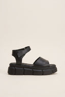 Flatform Sandals Chunky Sole - Black Matte