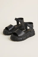 Flatform Sandals Chunky Sole - Black Matte