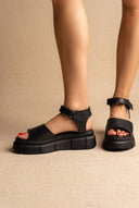 Flatform Sandals Chunky Sole - Black Matte