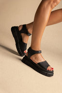 Flatform Sandals Chunky Sole - Black Matte