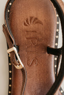 Sandals Double Strap Leaf Detail - Brown Matte