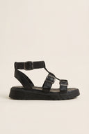Sandals Wide Strap Side Buckle - Black Matte