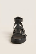 Sandals Wide Strap Side Buckle - Black Matte