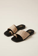 Toe Ring Sandals Wide Strap - Beige Croc