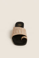 Toe Ring Sandals Wide Strap - Beige Croc