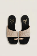 Toe Ring Sandals Wide Strap - Beige Croc