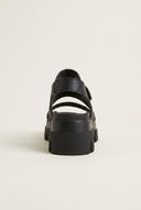 Flatform Sandals Chunky Sole Velcro - Black Matte-Flatform Sandals Chunky Sole Velcro - Black Matte
