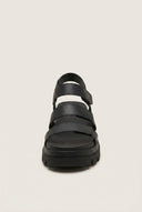 Flatform Sandals Chunky Sole Velcro - Black Matte
