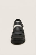Flatform Sandals Chunky Sole Velcro - Black Matte-Flatform Sandals Chunky Sole Velcro - Black Matte