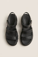 Flatform Sandals Chunky Sole Velcro - Black Matte-Flatform Sandals Chunky Sole Velcro - Black Matte