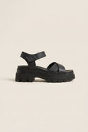 Flatform Sandals Chunky Sole Crossover - Black Matte