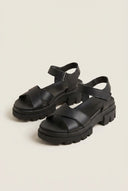 Flatform Sandals Chunky Sole Crossover - Black Matte