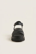 Flatform Sandals Chunky Sole Crossover - Black Matte