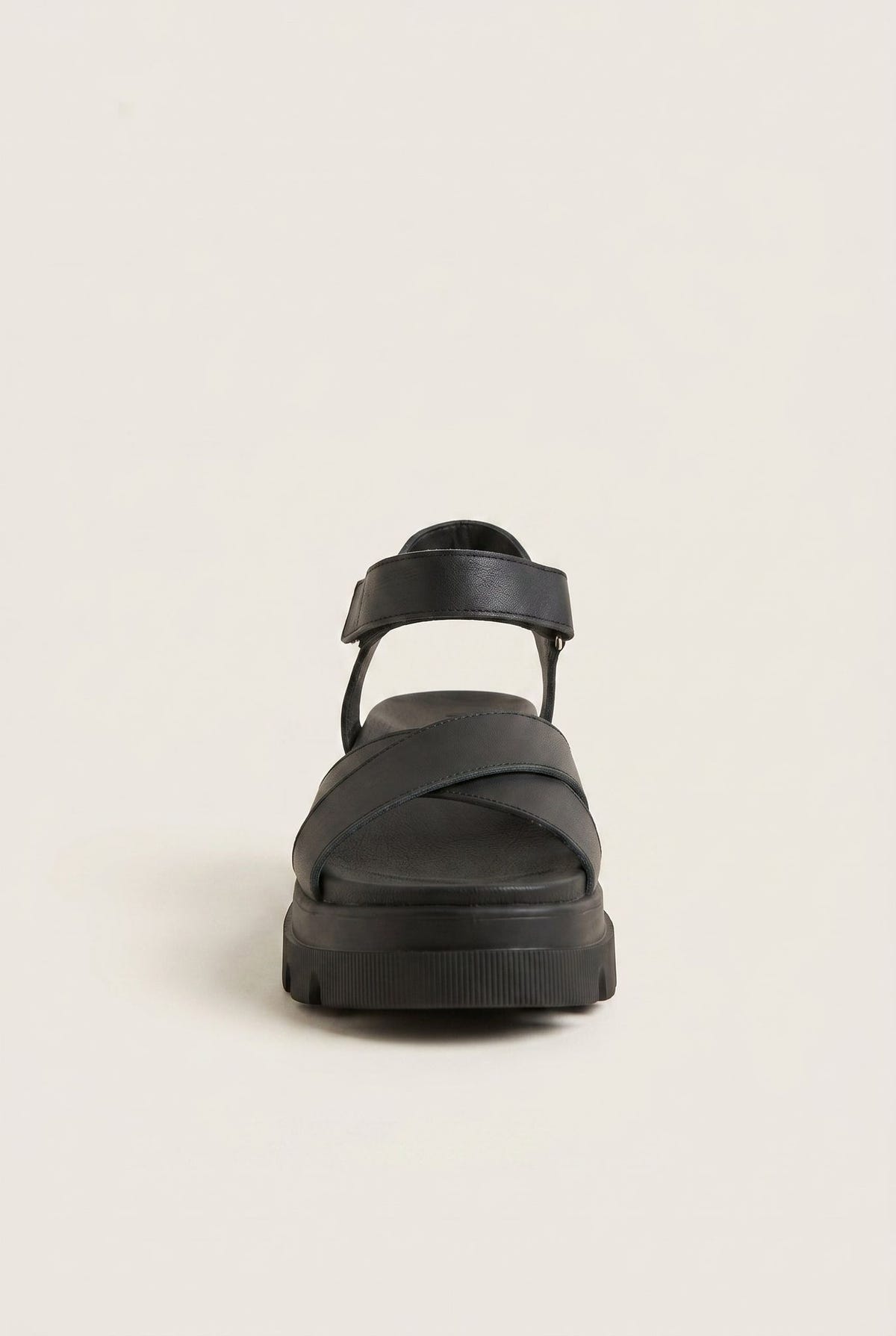 Flatform Sandals Chunky Sole Crossover - Black Matte-Flatform Sandals Chunky Sole Crossover - Black Matte