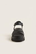 Flatform Sandals Chunky Sole Crossover - Black Matte-Flatform Sandals Chunky Sole Crossover - Black Matte