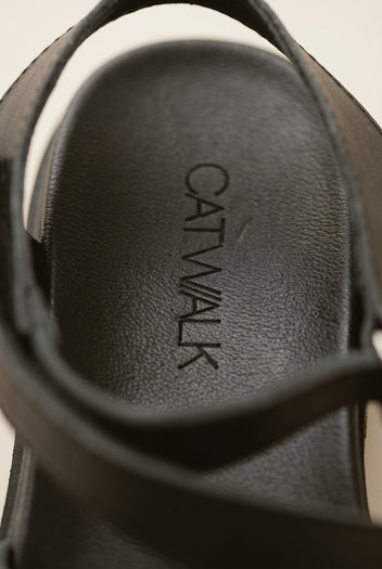 Flatform Sandals Chunky Sole Crossover - Black Matte-Flatform Sandals Chunky Sole Crossover - Black Matte