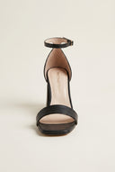 Block Heel Sandals Ankle Strap - Black Matte