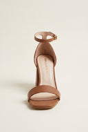 Block Heel Sandals Ankle Strap - Brown Matte