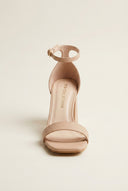 Block Heel Sandals Ankle Strap - Nude Matte