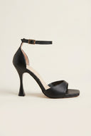 Stiletto Heeled Sandals Ankle Strap - Black Matte