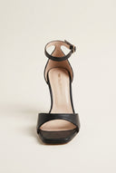 Stiletto Heeled Sandals Ankle Strap - Black Matte