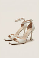 Stiletto Heeled Sandals Ankle Strap - White Matte