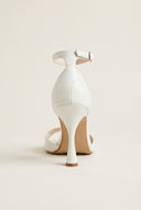 Stiletto Heeled Sandals Ankle Strap - White Matte