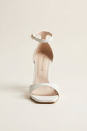 Stiletto Heeled Sandals Ankle Strap - White Matte