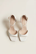 Stiletto Heeled Sandals Ankle Strap - White Matte