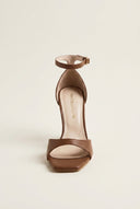 Stiletto Heeled Sandals Ankle Strap - Brown Matte