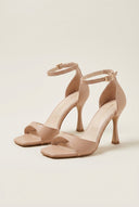 Stiletto Heeled Sandals Ankle Strap - Nude Matte