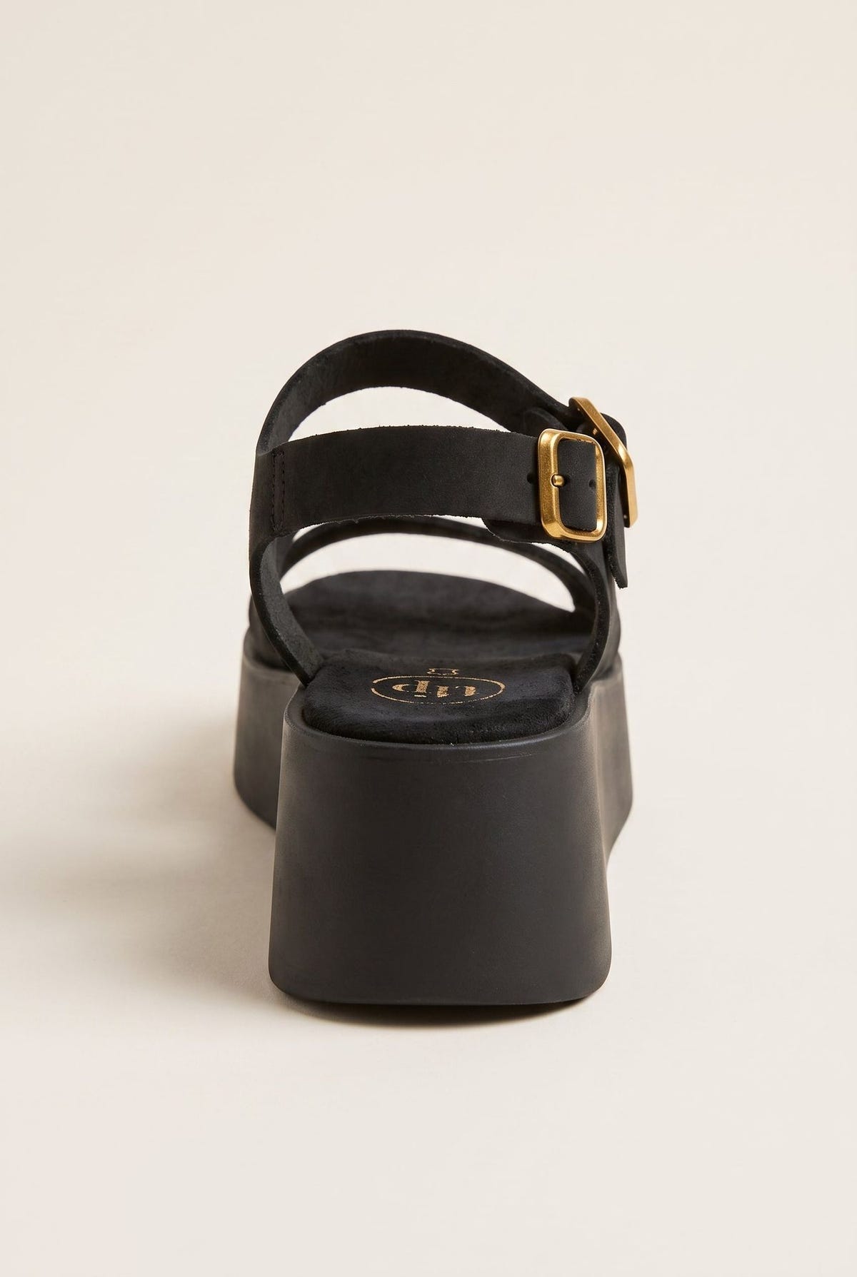 Flatform Sandals Ankle Strap - Black Suede