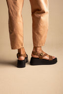 Flatform Sandals Ankle Strap - Mocha Suede-Flatform Sandals Ankle Strap - Mocha Suede