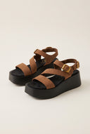 Flatform Sandals Ankle Strap - Mocha Suede