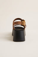 Flatform Sandals Ankle Strap - Mocha Suede