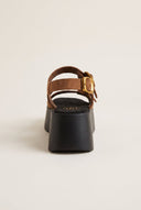 Flatform Sandals Ankle Strap - Mocha Suede