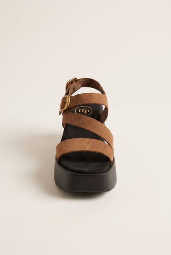 Flatform Sandals Ankle Strap - Mocha Suede