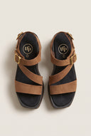 Flatform Sandals Ankle Strap - Mocha Suede