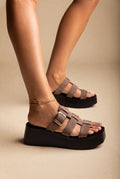 Flatform Sandals Buckle Detail - Stone Suede-Flatform Sandals, Sandals, Shoes, TFP Collection, Women’s Collection, Slides, New In Shoes, New In Sandals, All, Summer Shoes Sale, Summer Sandals Sale, Sales, All but outlet, Editor’s Choice, Shoes Sales, Recommended products (Seguno), Gifts 50€ & Under, The Fashion Edit, Leather Shoes, SS 2026 Collection, TFP/Estil, Sandals New & Selected, Sandals SALE, Flatform SALE